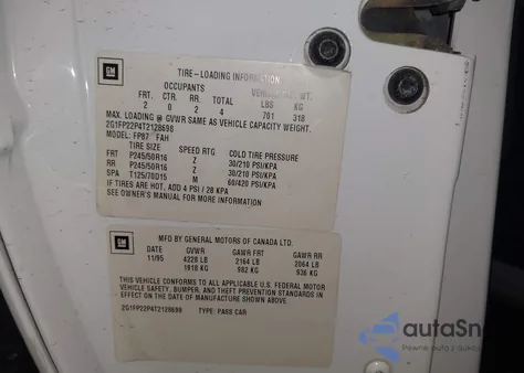 1996 Chevrolet Camaro Z28 z USA, uszkodzony, nr VIN 2G1FP22P4T2128698